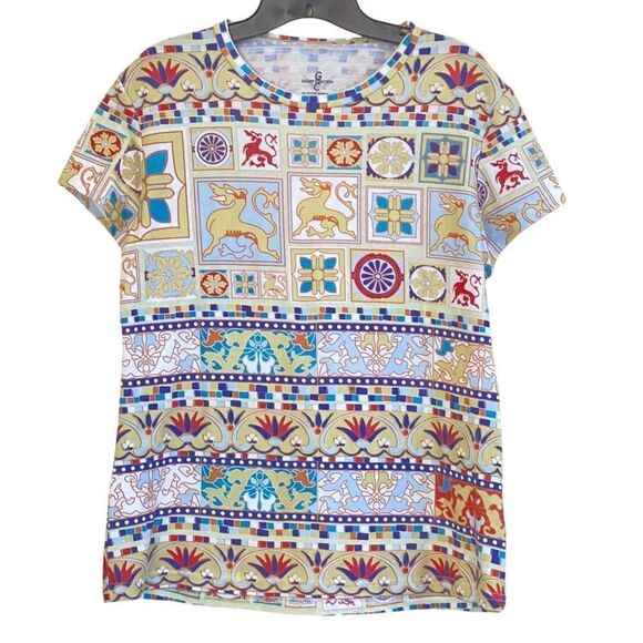 Gallery Collection Hearst Castle Mosaic Design Allover Print T Shirt Sz M - Picture 8 of 8